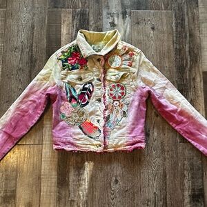 Antica Sartoria by Giacomo Cinque Denim Jacket Beaded Dreamcatchers Tye Dye XS